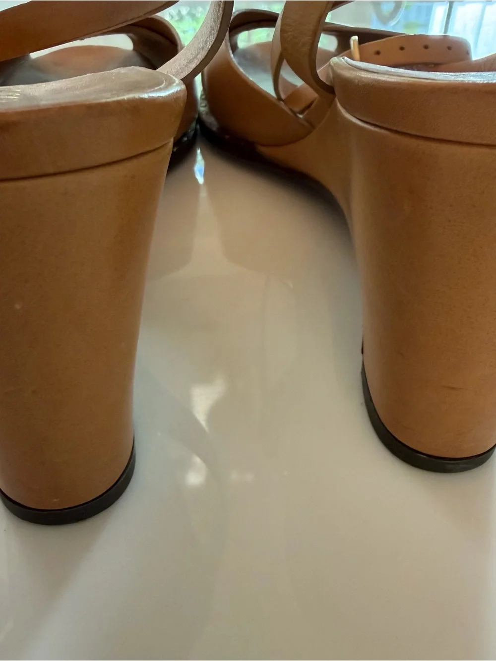 Louis Vuitton Cognac Leather Wedge Sandals with Ankle Strap